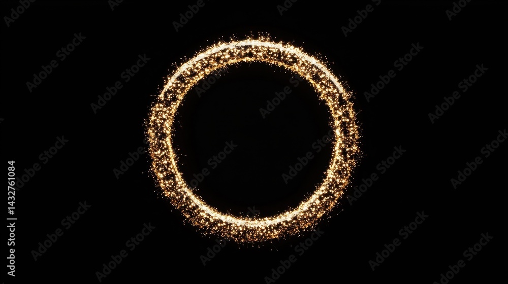 Glowing Sparkling Circle on Black Background for Creative Design Use Glowing Sparkling Circle on Black Background for Creative Design Use
