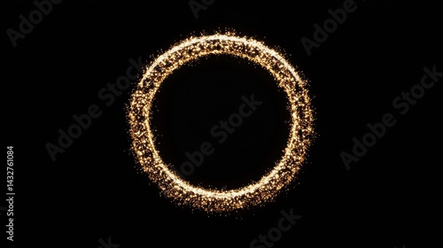 Glowing Sparkling Circle on Black Background for Creative Design Use