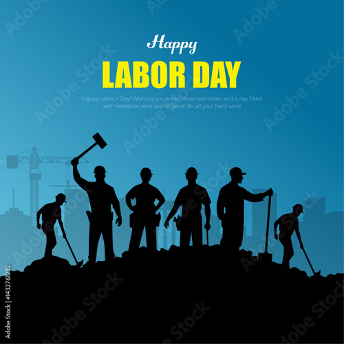 Happy Labour day post and greeting card or international workers day vector illustration. labor day background and grand may day celebration design.