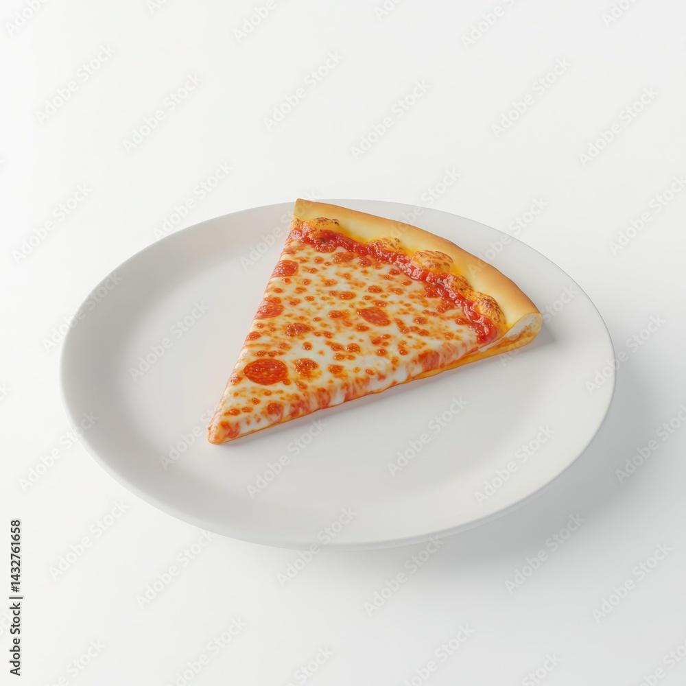 Single Slice Of Cheese And Pepperoni Pizza On A White Plate Single Slice Of Cheese And Pepperoni Pizza On A White Plate