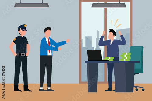  businessman being confronted by a police officer