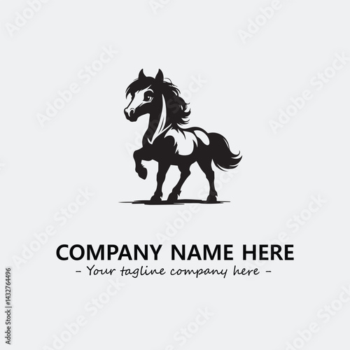 Horse illustration black and white for logo company vector image
