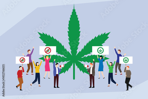 crowd of people holding signs both for and against cannabis legalization