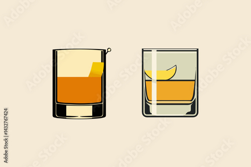 Golden drinks in elegant glasses showcase classic cocktail culture, highlighting unique flavors