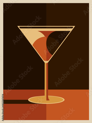 Elegant martini glass showcases rich coffee hues, inviting indulgence and sophistication