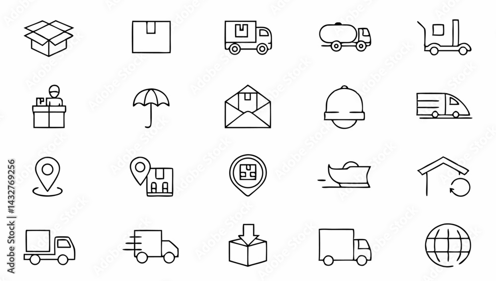 Fototapeta premium delivery-and-logistics-icon-set-with-editable-stro (1).eps