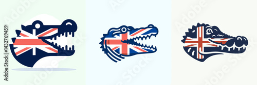 Crocodile s head. Funny Animal Vector Clip art. Reptile cranium toothy jaw ancient predator swamp hazard.