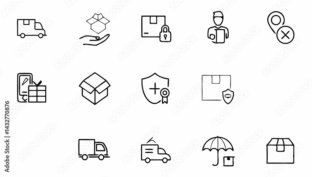 Fototapeta premium delivery-and-logistics-set-of-web-icons-in-line-st.eps