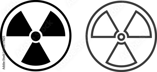 Radiation icon set. Radiology icon emblem. warning of dangerous radiation. nuclear power button icon
