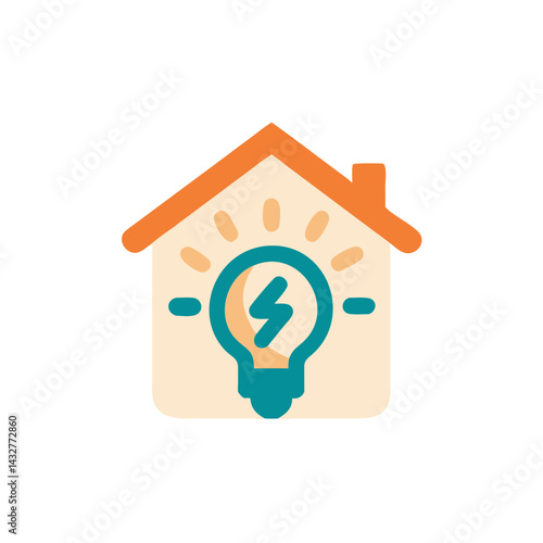 Energy-efficient house icon in flat colorful style