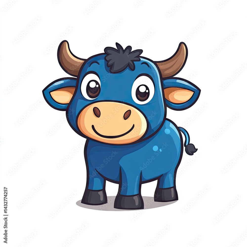 Naklejka premium A cute cartoon illustration of a blue ox.