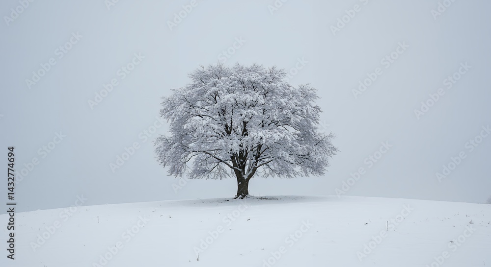 Fototapeta premium Frozen winter tree snow covered landscape