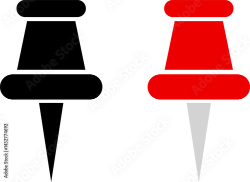 Set of push pin icon. paper notice. Modern map marker collection.  stationery office supplies