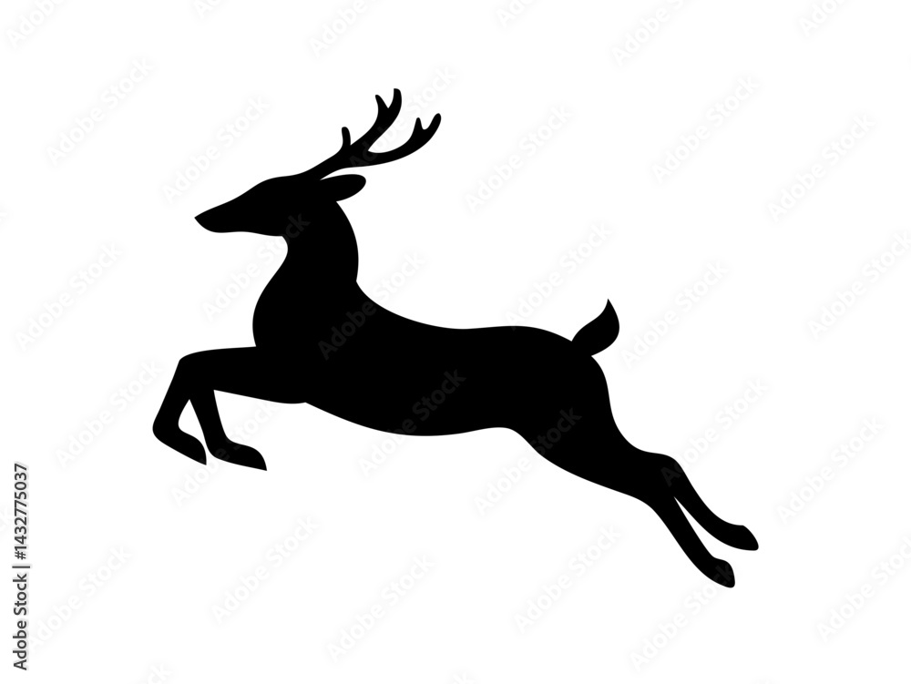 Fototapeta premium Jumping Reindeer Silhouette Graphic
