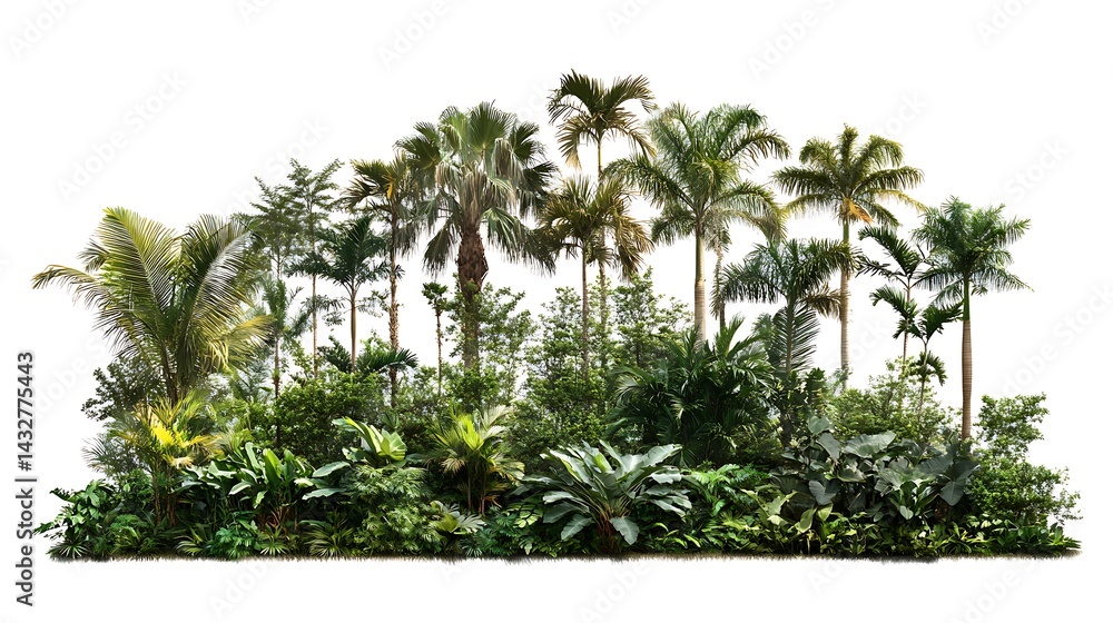 Fototapeta premium Palm trees on a white background.