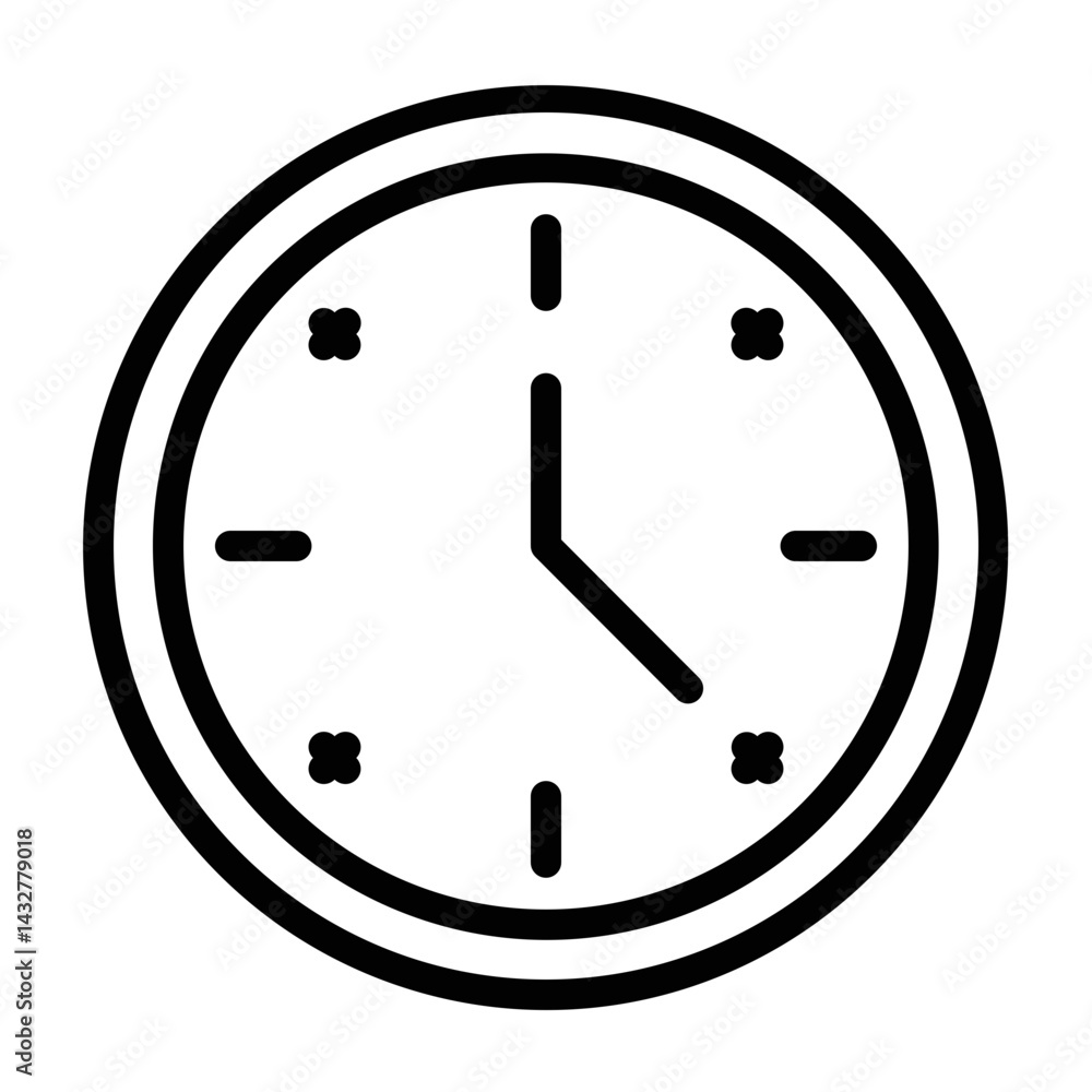 Clock Vetor Line Icon Design