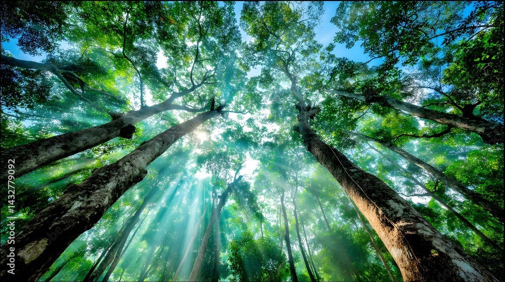 Obraz premium pattern of light streaming through the jungle canopy