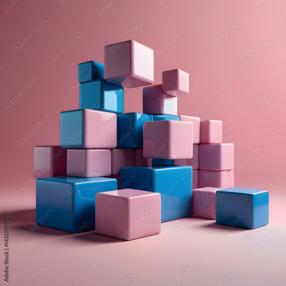 Abstract Floating Blue and Pink Cubes on Gradient Background
Abstract Floating Blue and Pink Cubes on Gradient Background