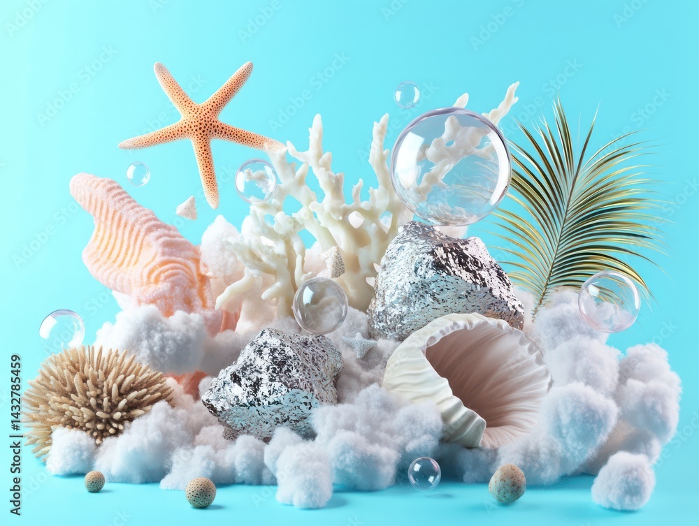 abstract background on marine vacations theme, organic sea shapes and beautiful details
