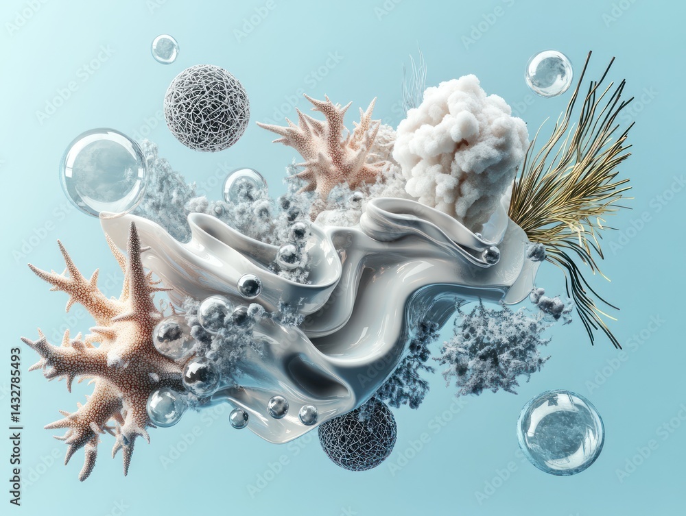 abstract background on marine vacations theme, organic sea shapes and beautiful details