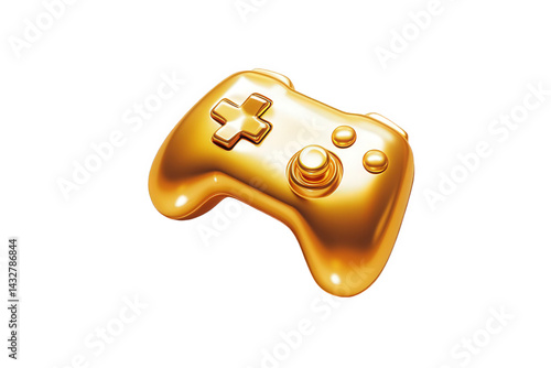 Golden luxury gamepad controller modern design gaming joystick 3d render on transparent background