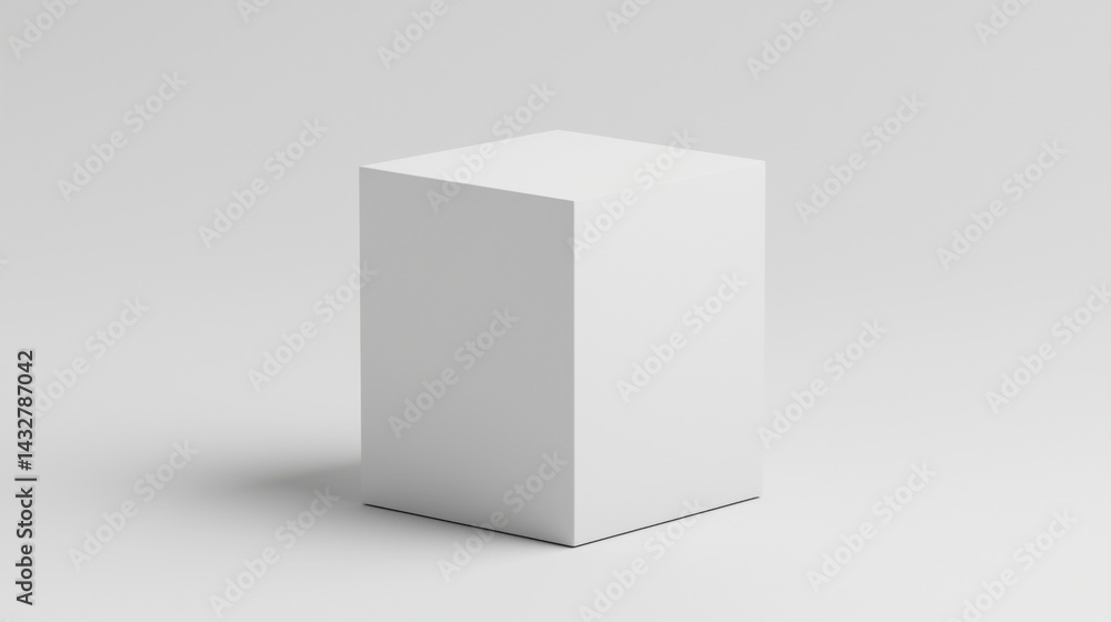 A white cube with a shadow on the ground. A white cube with a shadow on the ground.