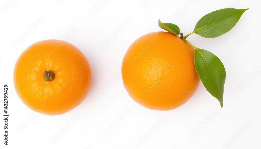 Two oranges, top view Two oranges, top view