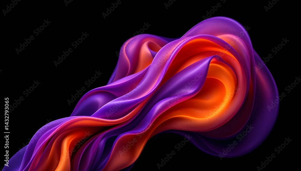 Fototapeta premium Abstract 3D shape resembling flowing fabric.