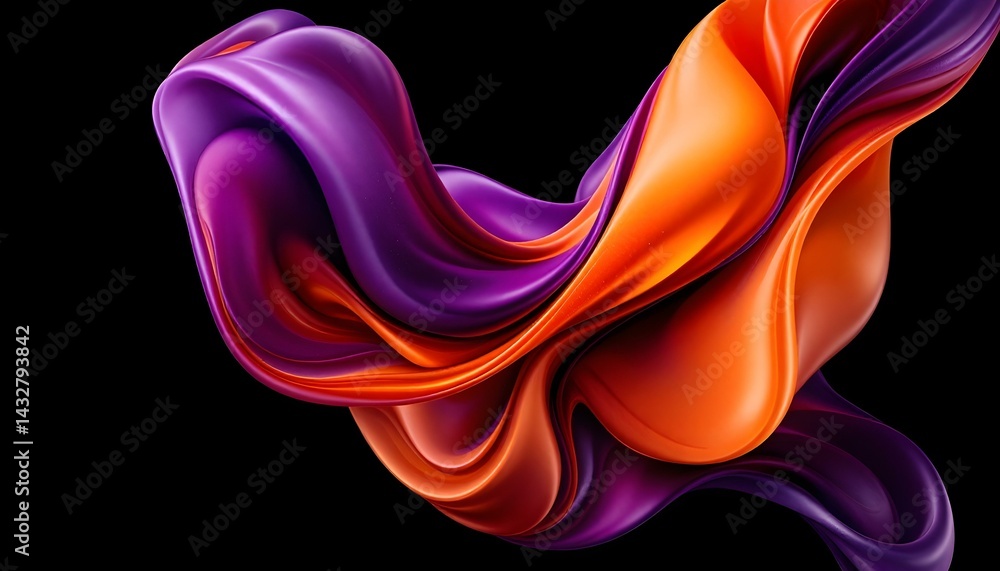 Obraz premium Abstract 3D shape resembling flowing fabric.