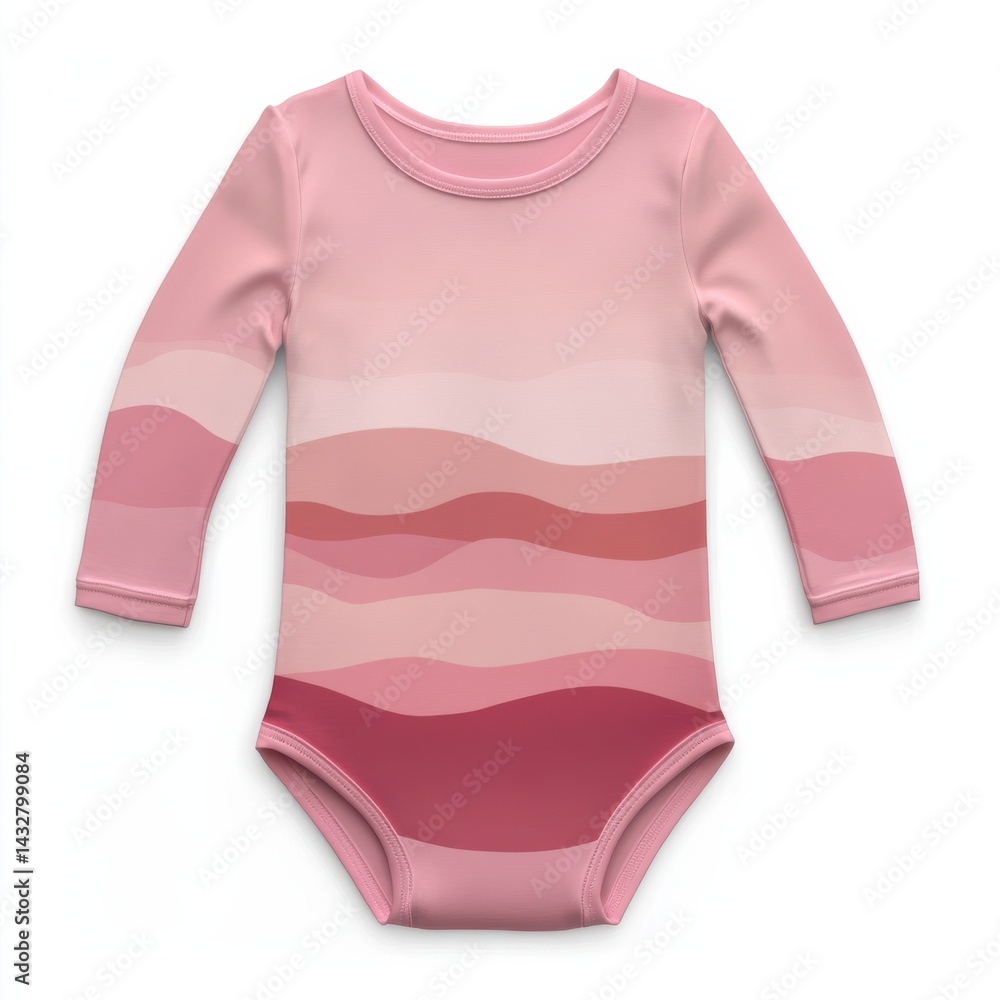 Fototapeta premium Pink long-sleeve baby bodysuit with gradient wave pattern. Comfortable and stylish for your little one. Perfect for any occasion. .