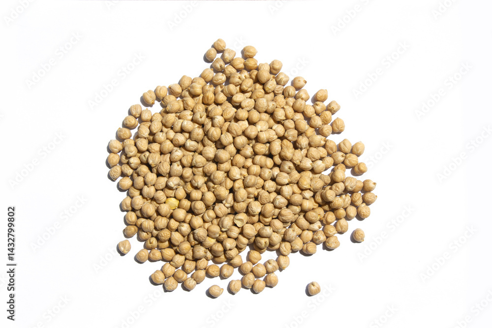 Chickpeas placed on a white background Chickpeas placed on a white background