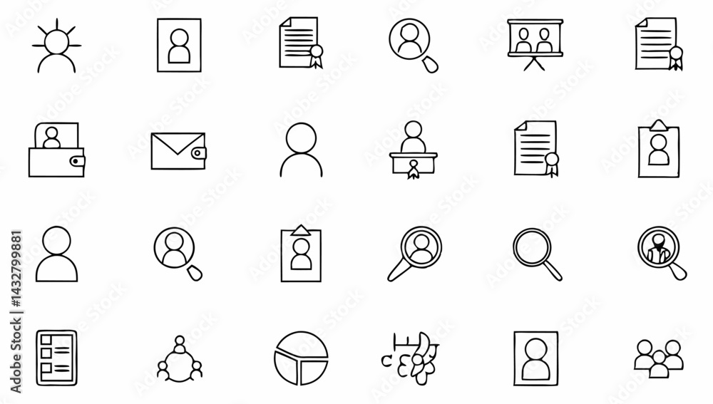 Fototapeta premium headhunting-set-of-web-icons-in-line-style--recrui.eps