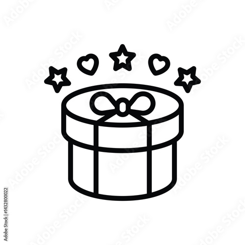 Black line icon for present