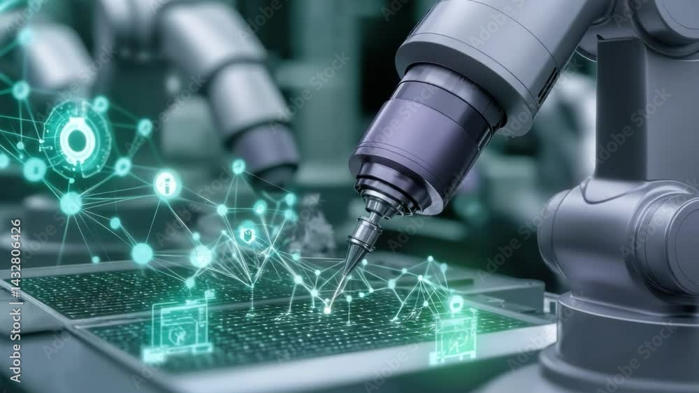 A Group Of Industry Leaders Discussing The Future Of Robotics In Manufacturing. A Group Of Industry Leaders Discussing The Future Of Robotics In Manufacturing.