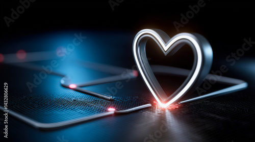 Wallpaper Mural Futuristic glowing heart shape with a digital circuit pattern symbolizing technology and love Torontodigital.ca