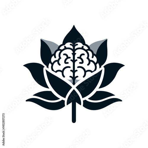 Mindfulness Brain in Lotus Flower