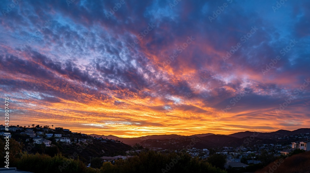 Obraz premium Vibrant sunset over city