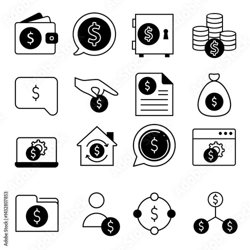 Money icon vector set. Finance illustration sign collection. Dollar symbol. banking or bank logo.