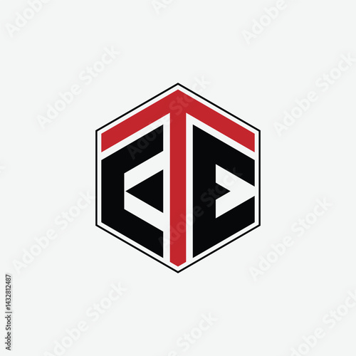 276 a rectangle polygon hexagon shape alphabet word letter geometric educational learning logo E E