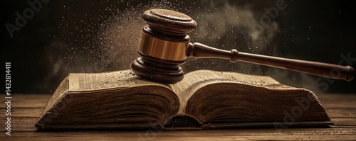 Gavel resting on ancient book