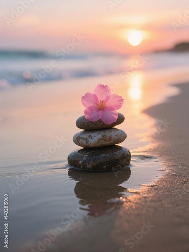 zen stones on the beach