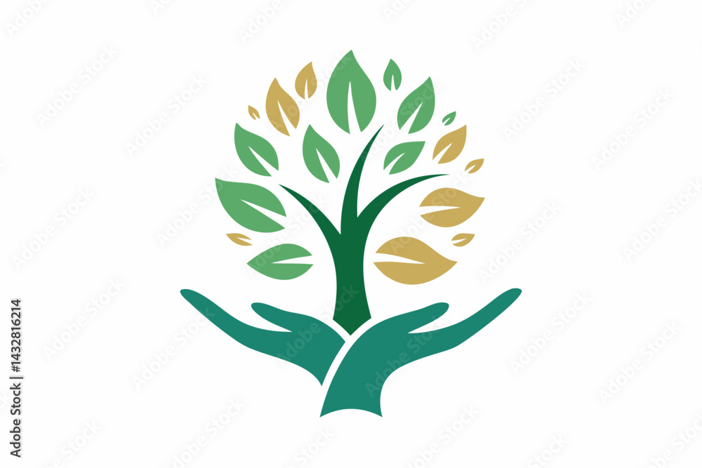 hands holding a tree vector illustration hands holding a tree vector illustration