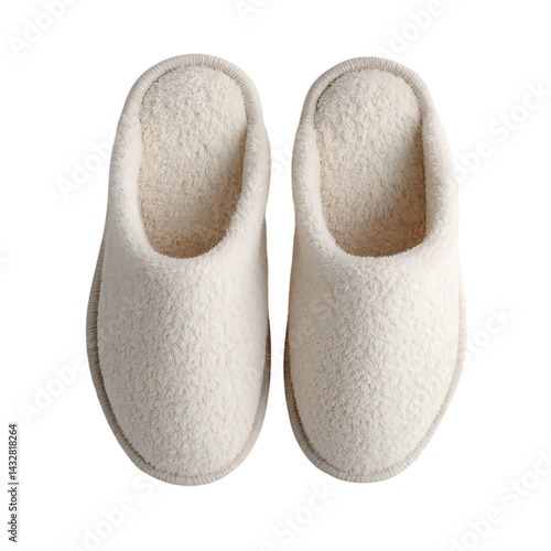 Pair of white slippers with a cozy, fuzzy texture. They appear to be made of a soft, comfortable material, ideal for indoor wear.