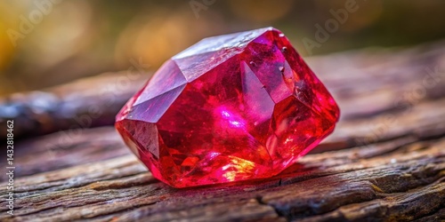 Close-up of a vibrant red sapphire stone in a rough cut form with inclusions visible , natural wonder, precious stone