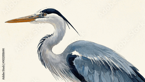 Azure Stillness unfurls heron isolated watercolor vector illustration svg 