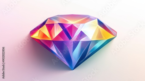 Realistic vector diamond icon with sparkling facets and refractions on a white background