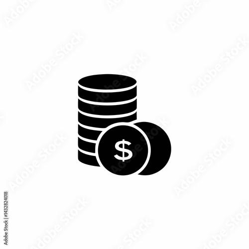 Stack of Coins with Dollar Sign Icon – Simple Finance and Wealth Symbol in Black