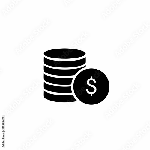 Stack of Coins with Dollar Sign Icon – Simple Finance and Wealth Symbol in Black
