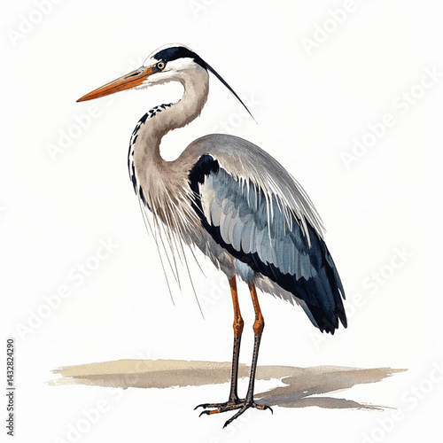 Marshlight elegance heron isolated watercolor vector illustration svg 