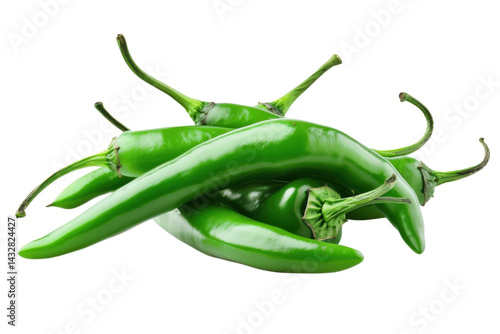 Spicy Green Chili Peppers on White